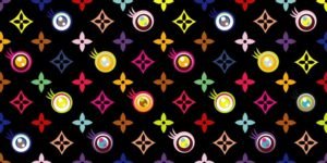 Takashi Murakami: Il famoso pattern disegnato per il Brand Louis Vuitton è emblematico dell'estetica superflat, e si "estende percettivamente all'infinito" . Questa espansione , è ben illustrata nel video monogram superflat, che racconta di un viaggio nell'immaginario kawaii.